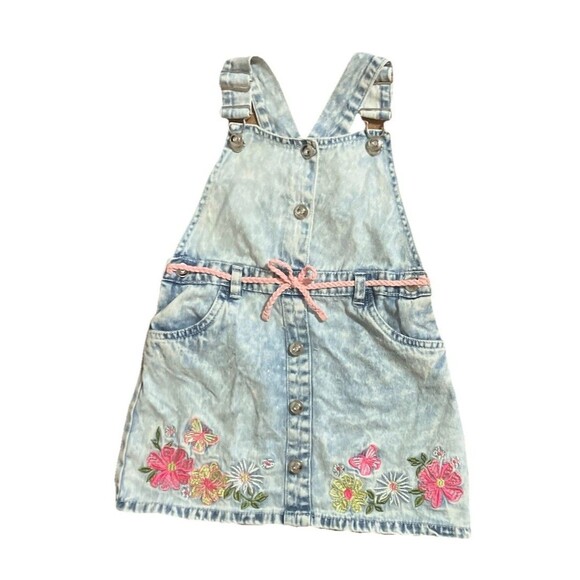 Girls Denim Overall Floral Jumper/Dress Size 4T  Cottagecore, Whimsical - Picture 16 of 16